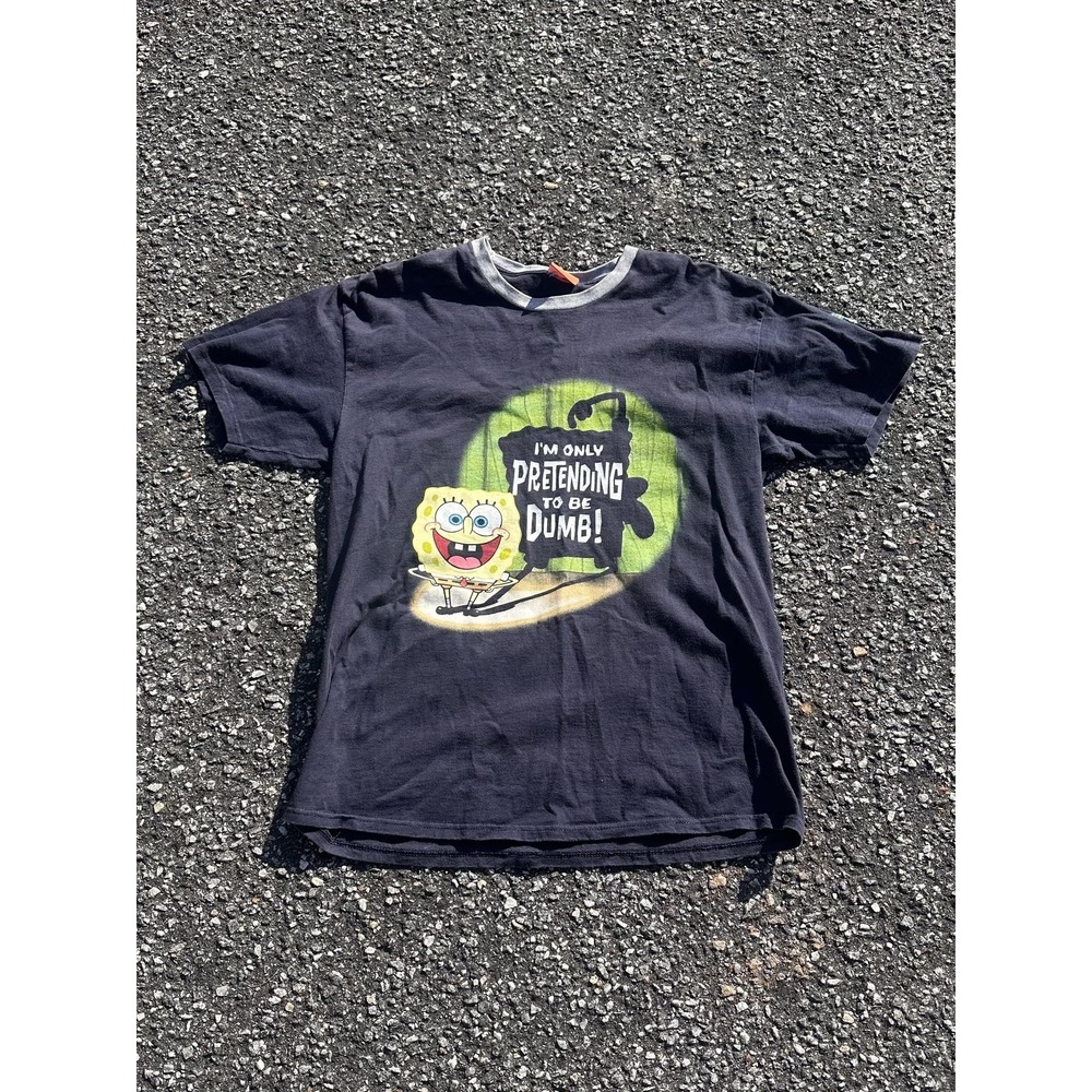 Nickelodeon Shirt Mens Medium Blue SpongeBob Pretending Dumb Funny Graphic Tee